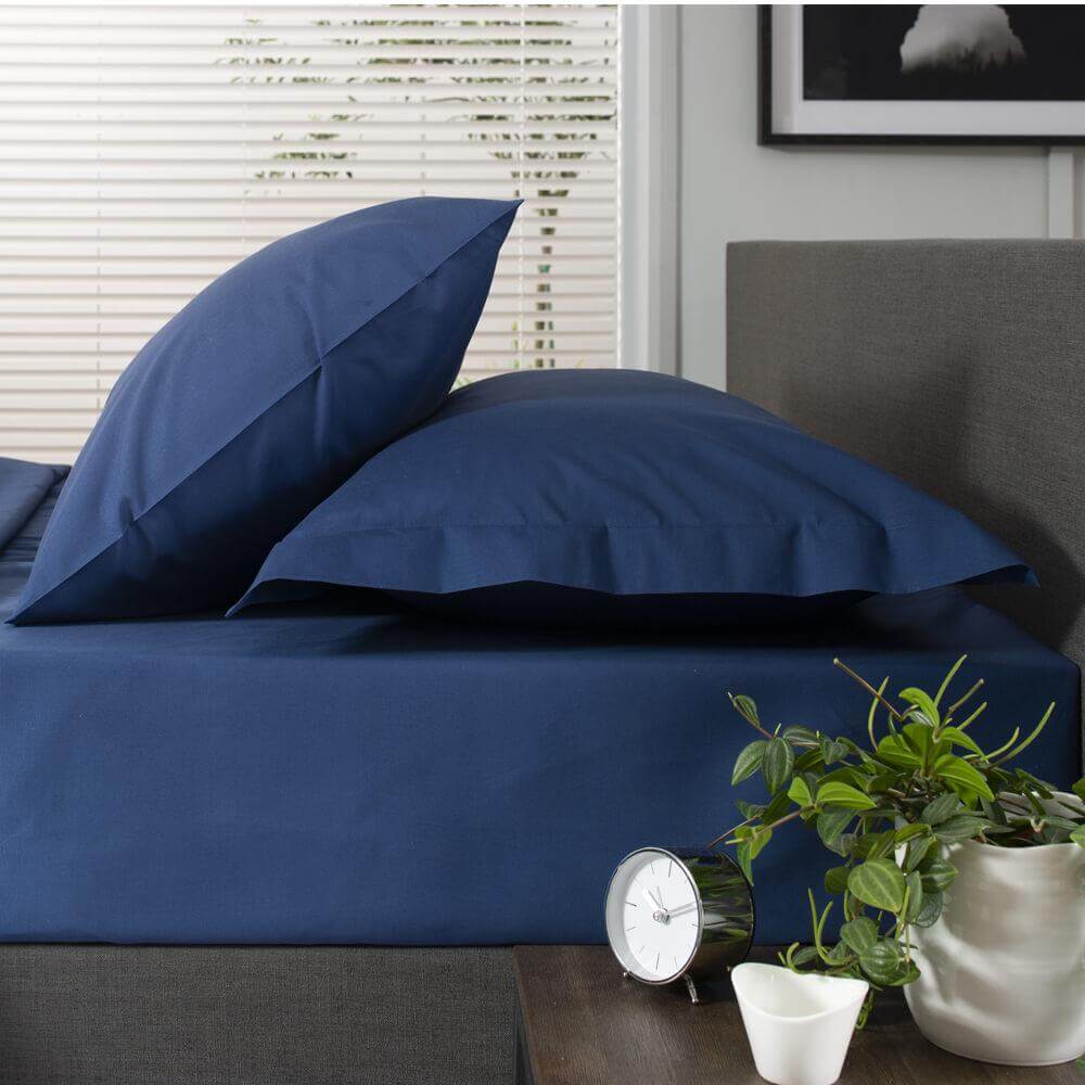 The Lyndon Company Blue Fitted Sheet 200 Thread Count